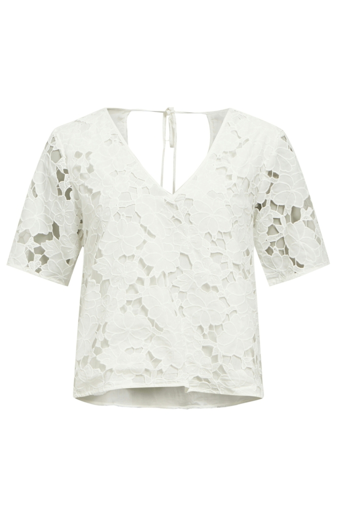 OBJNELLIE RE S/S V-NECK TOP 138 23046358 WHITE